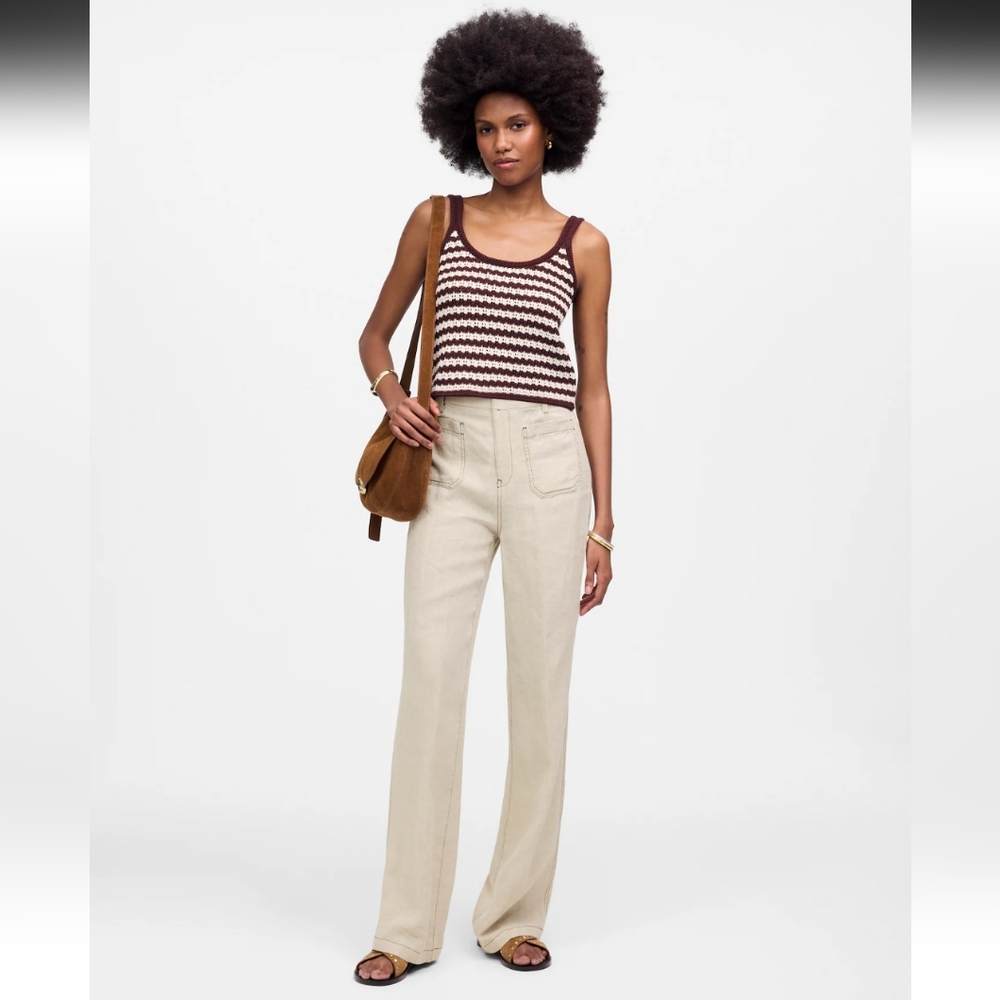 NWT Madewell Patch Pocket Flare Pant in 100% Linen